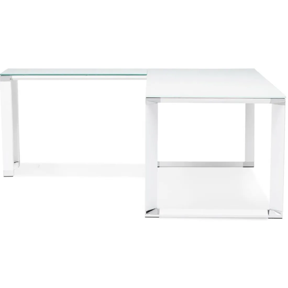 Grand bureau de direction en angle 'XLINE' en verre blanc