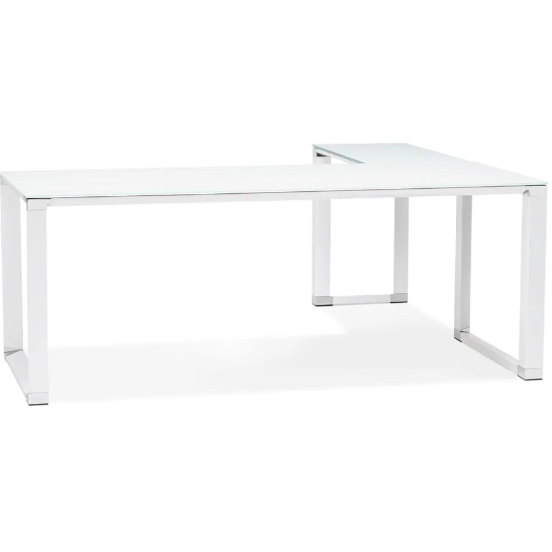Grand bureau de direction en angle 'XLINE' en verre blanc