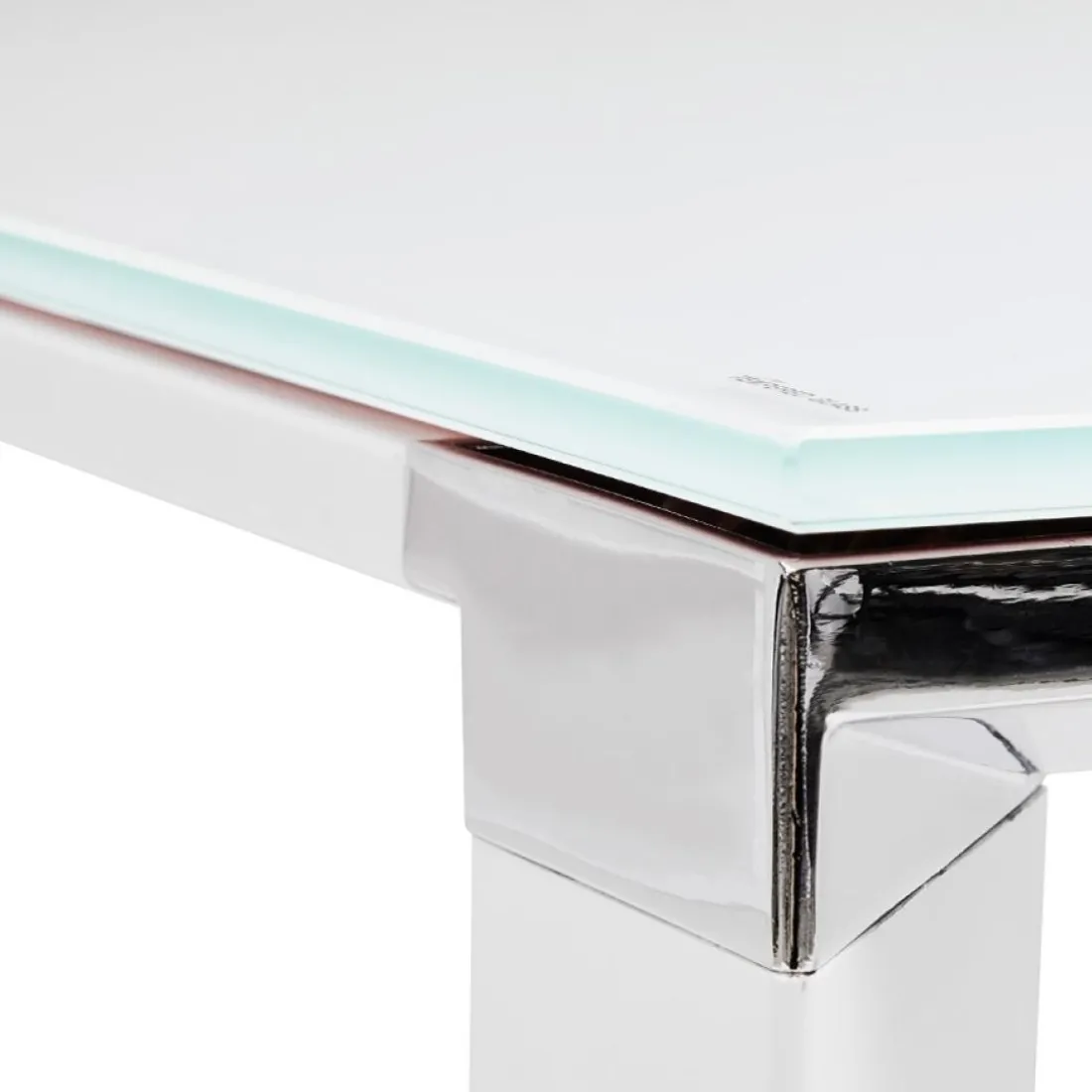 Grand bureau de direction en angle 'XLINE' en verre blanc