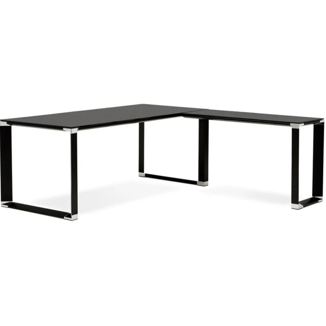 Grand bureau de direction en angle 'XLINE' en verre noir