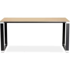 Grand bureau de direction droit 'XLINE' 200 en bois finition naturelle et structure noire