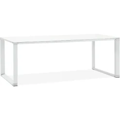 Grand bureau de direction droit 'XLINE' en verre blanc