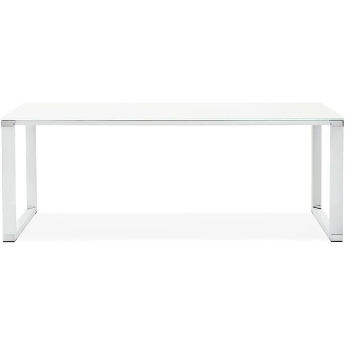 Grand bureau de direction droit 'XLINE' en verre blanc