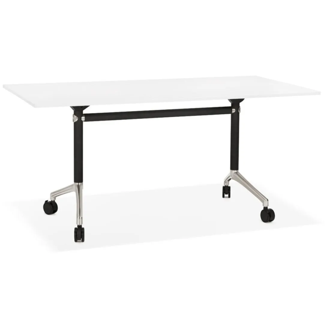 Grand bureau pliable 'FLEXO' blanc sur roulettes