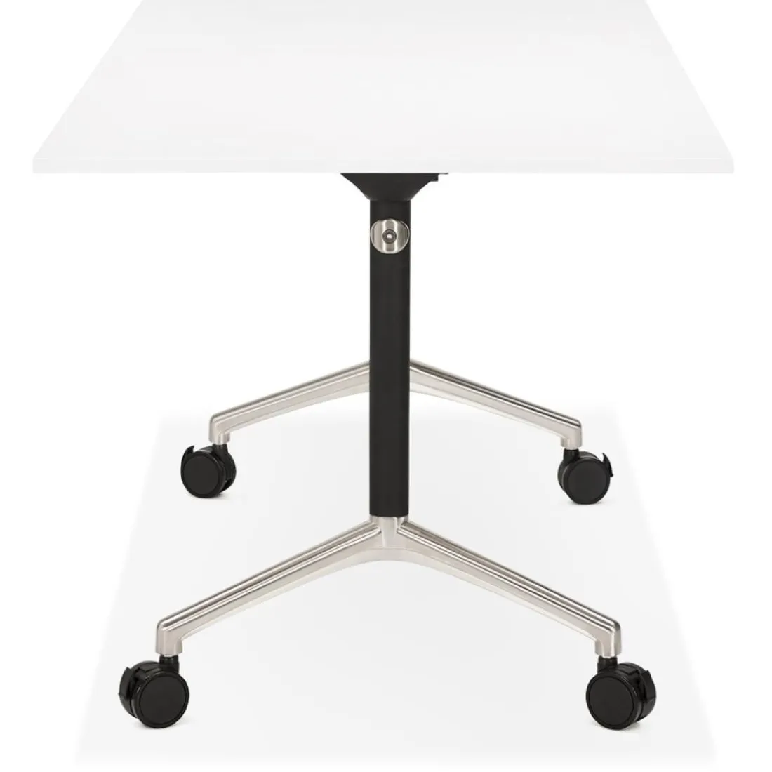 Grand bureau pliable 'FLEXO' blanc sur roulettes