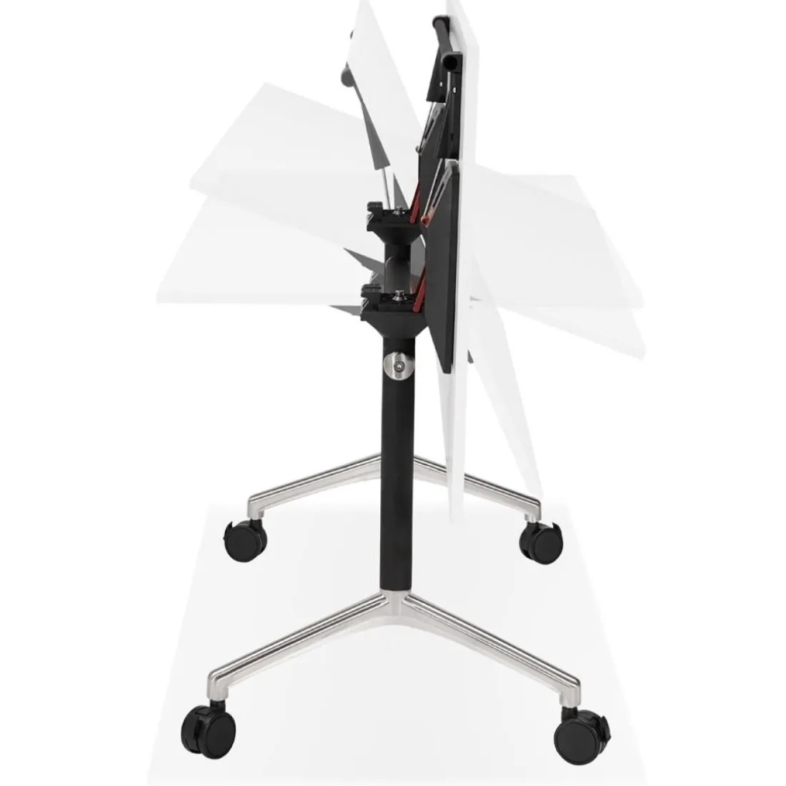 Grand bureau pliable 'FLEXO' blanc sur roulettes