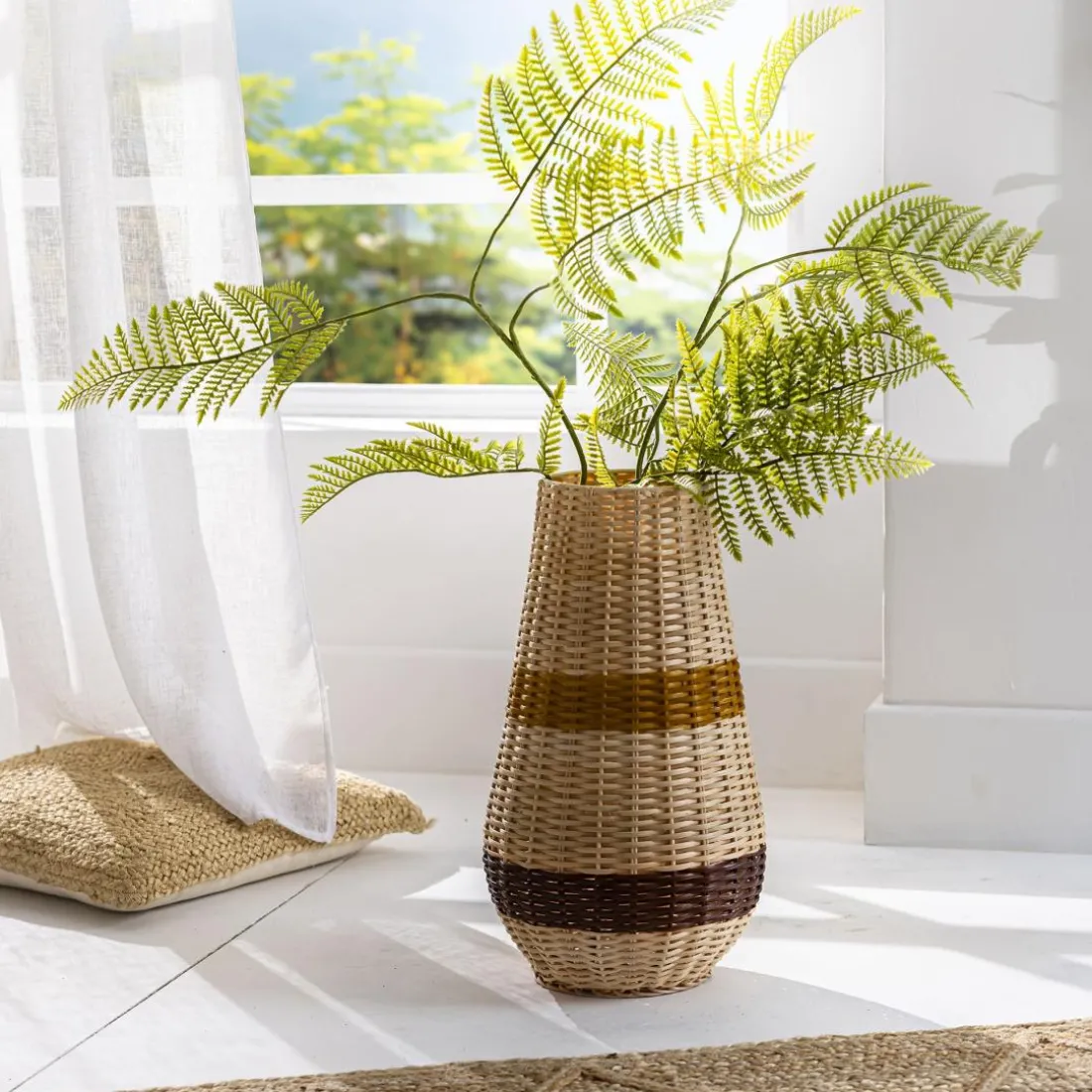 Grand vase en bambou tresse Vannier