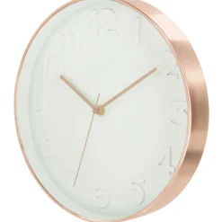 Horloge Ronde Blanche Et Cuivre
