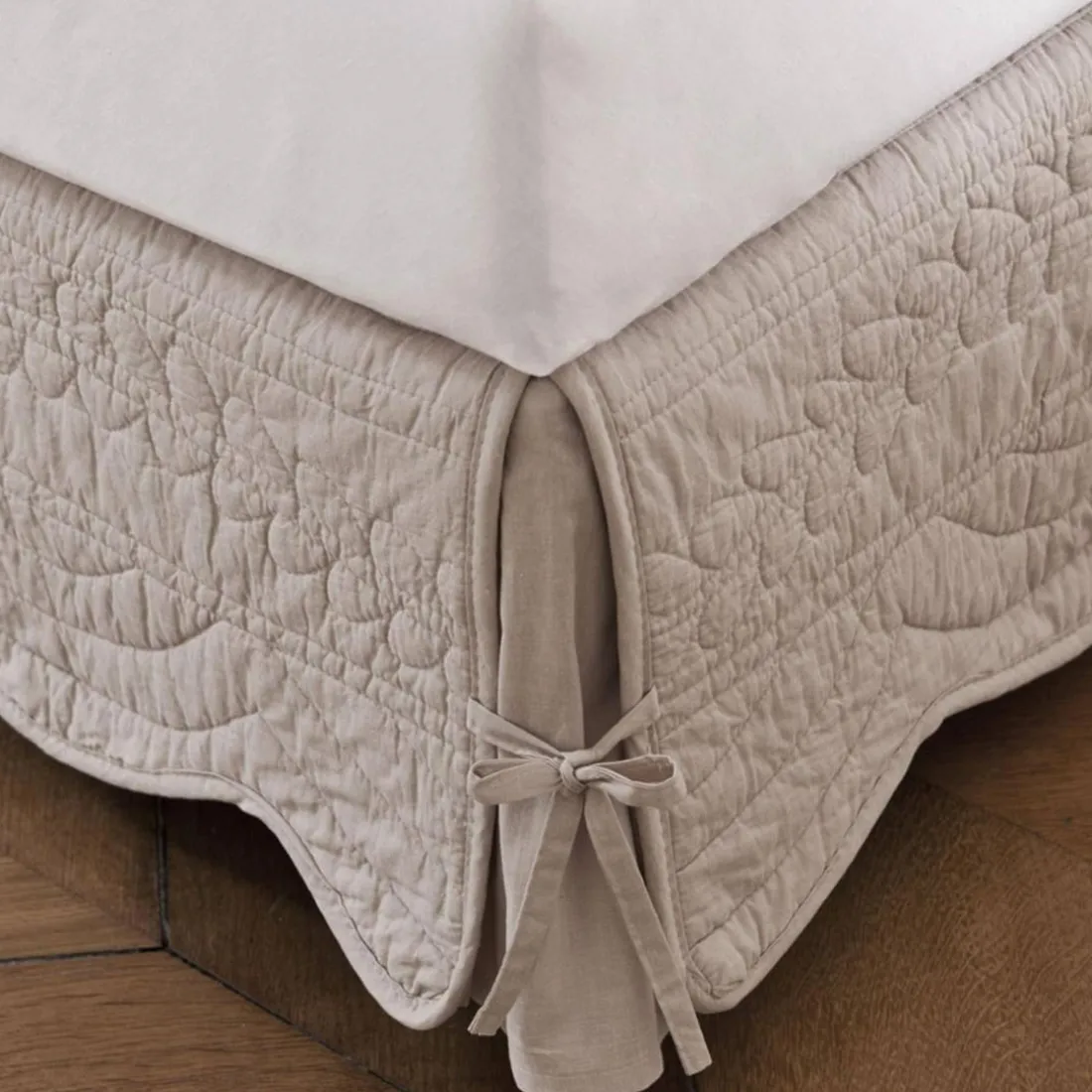 Housse cache-sommier en BOUTIS BAILLARG beige ficelle