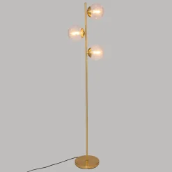 Lampadaire droit H162cm en métal doré