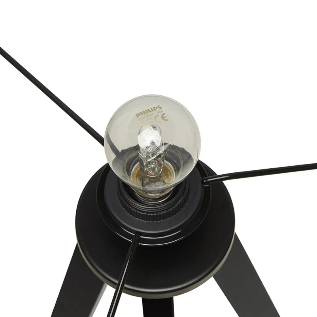 Lampe à poser design 'SPRING MINI' avec abat-jour et trépied noir