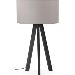 Lampe à poser design 'SPRING MINI' avec abat-jour gris et trépied noir