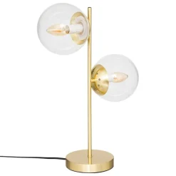 Lampe à poser dorée en verre