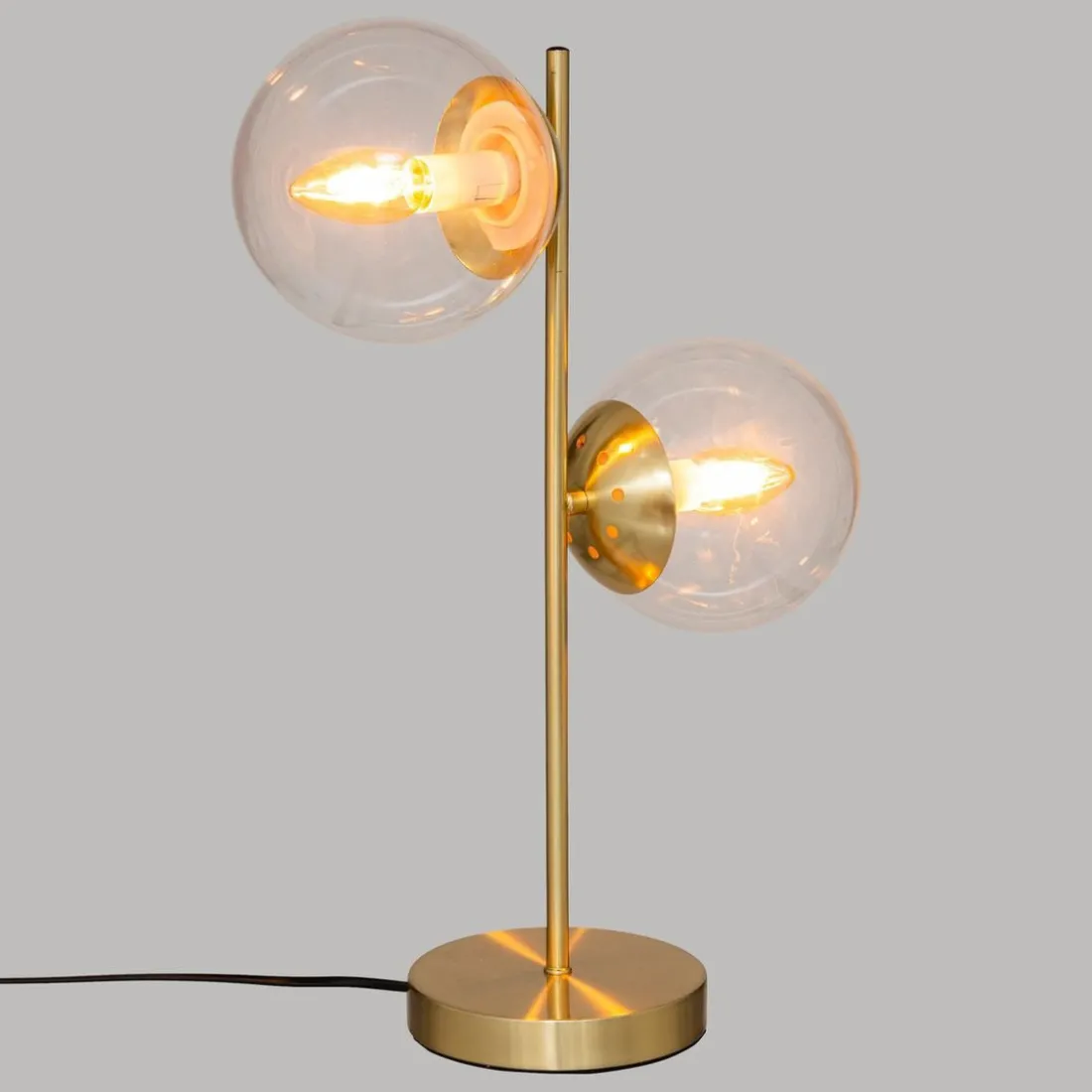 Lampe à poser dorée en verre