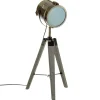 Lampe en métal bronze et bois