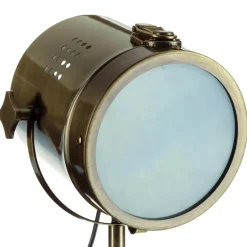 Lampe en métal bronze et bois