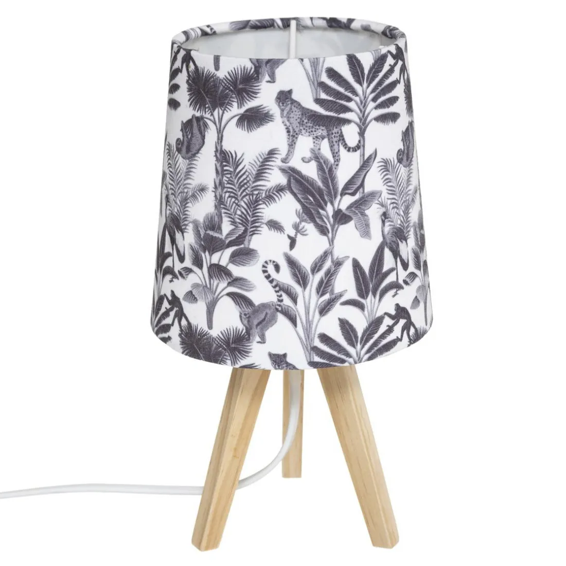 Lampe pieds Bois Abat-jour 13 x 13 Jungle