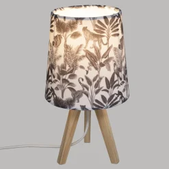 Lampe pieds Bois Abat-jour 13 x 13 Jungle