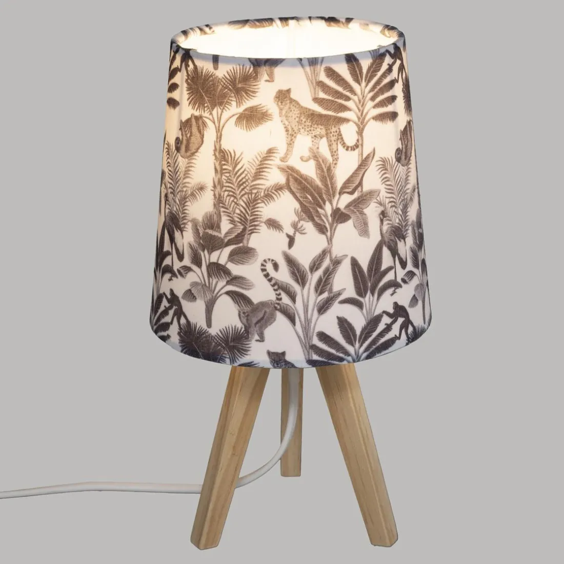 Lampe pieds Bois Abat-jour 13 x 13 Jungle