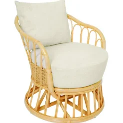 Le Fauteuil PALOPO design scandinave épuré assise en rotin naturel et tissu etanche