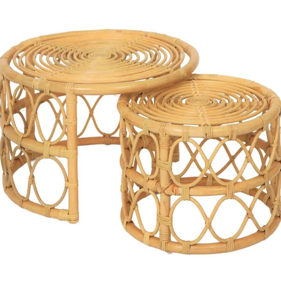 Le set de tables basses SALAWATI design épuré et sa structure en rotin