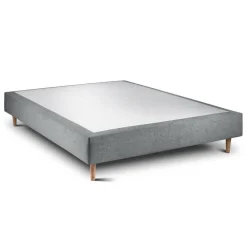 Lit avec tête de lit tapissier tissu et sommier tapissier gris anthracite