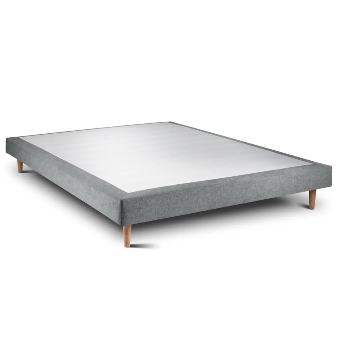 Lit avec tête de lit capitonnee tissu et sommier tapissier gris anthracite