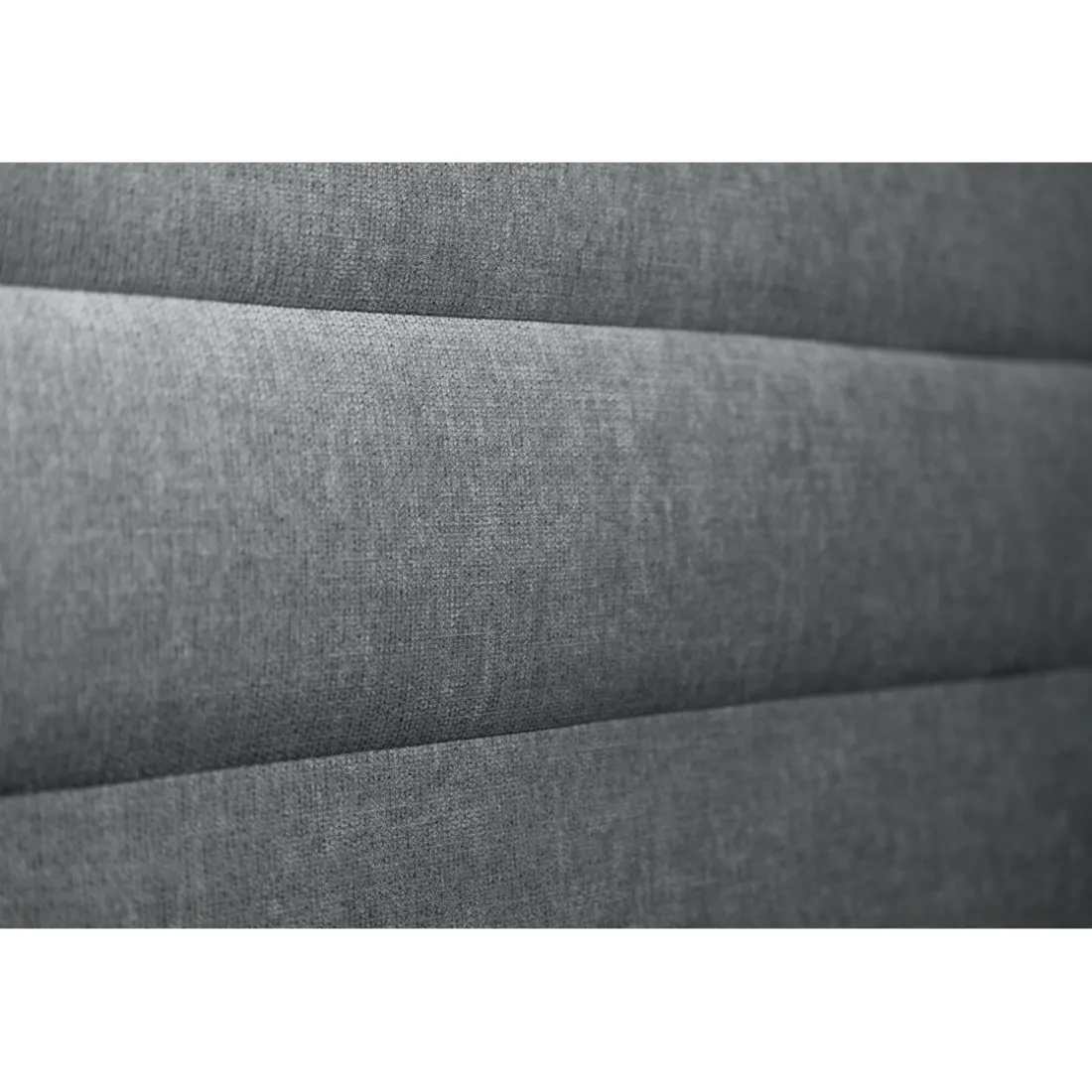 Lit avec tête de lit lignes tissu et sommier tapissier anthracite