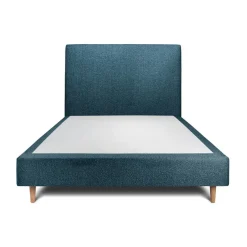 Lit avec tête de lit tapissier bouclette et sommier Bleu