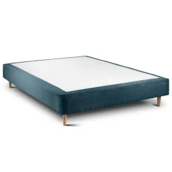 Lit avec tête de lit tapissier bouclette et sommier Bleu