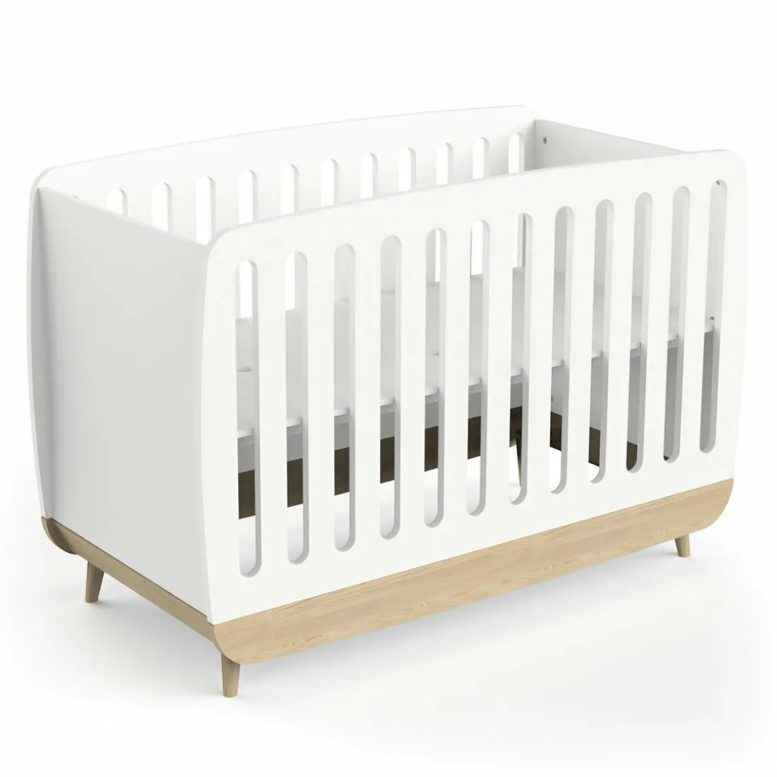 Lit Bébé FIRMIANA blanc et pin naturel