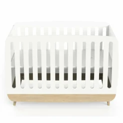 Lit Bébé FIRMIANA blanc et pin naturel