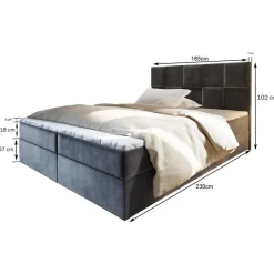 Lit boxspring avec matelas et sur-matelas inclus PRATA 160x220cm Velours Taupe