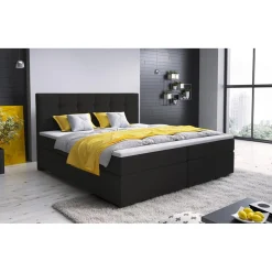 Lit Boxspring ROVINKA 160cm Simili Noir