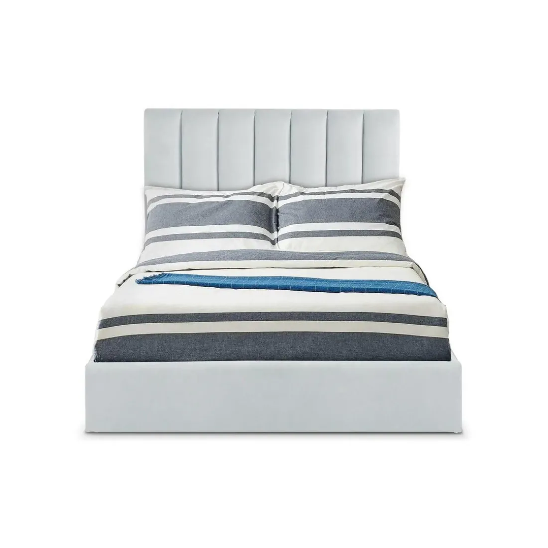 Lit Coffre + Sommier Velours Gris DREAMY 140cm