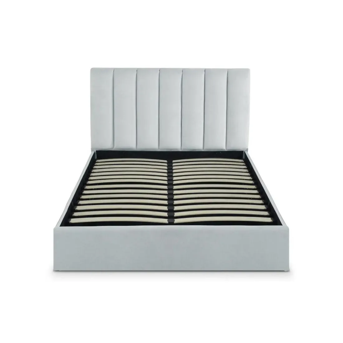 Lit Coffre + Sommier Velours Gris DREAMY 140cm