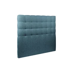 Lit coffre avec tête de lit capitonnee Bouclette Bleu