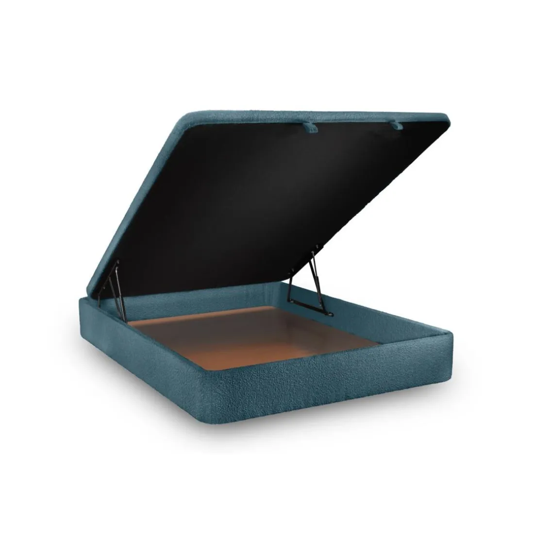 Lit coffre avec tête de lit lignes Bouclette Bleu