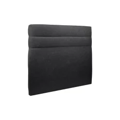 Lit coffre avec tête de lit lignes Tissu Noir