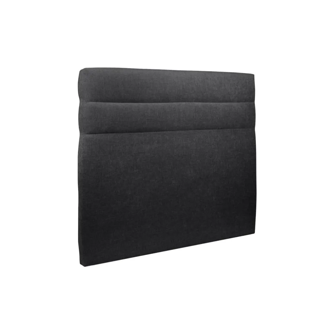 Lit coffre avec tête de lit lignes Tissu Noir