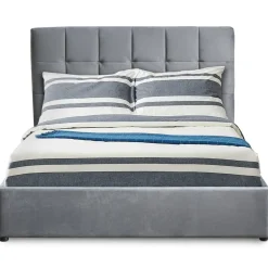 Lit Double LUFTANI Avec Sommier Relevable 180x200cm Velours Argent