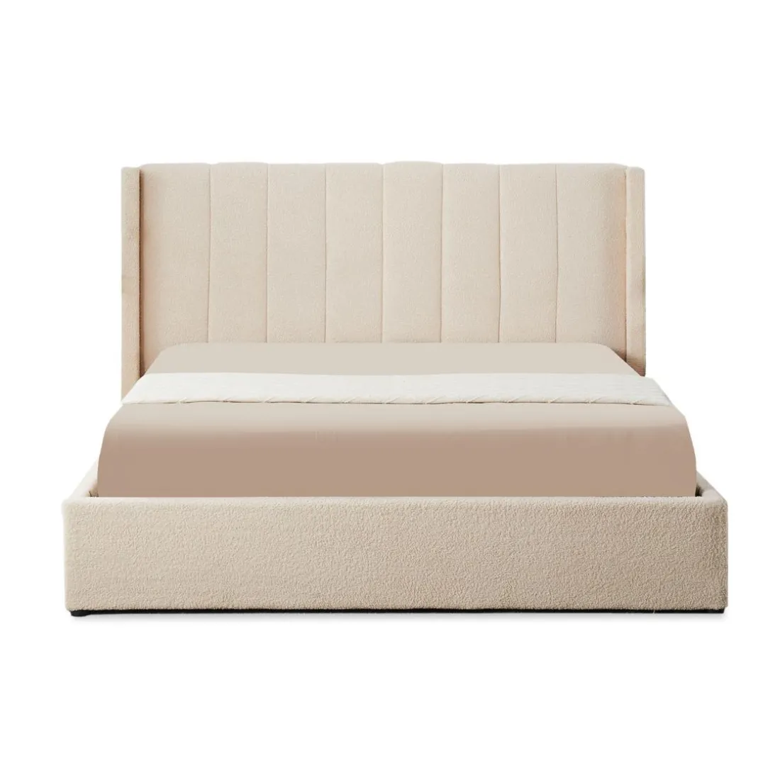 Lit double Magorial avec sommier relevable Tissu Bouclette