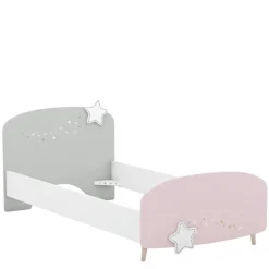 Lit enfant étoiles blanc rose