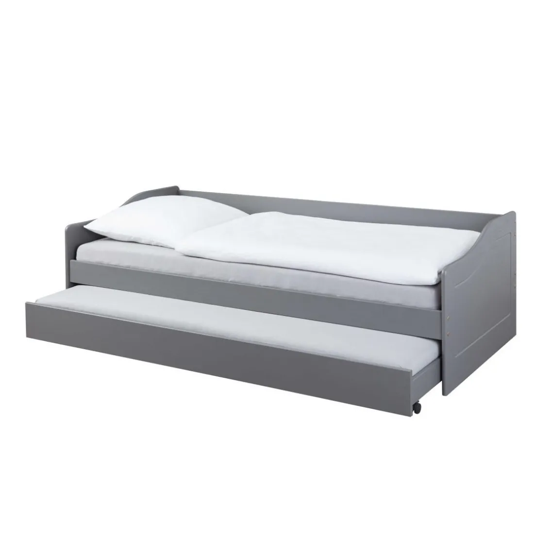 Lit Gigogne en Bois Massif Gris