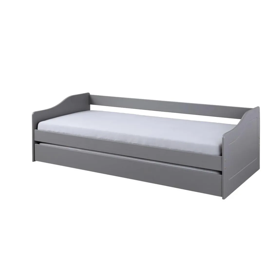 Lit Gigogne en Bois Massif Gris