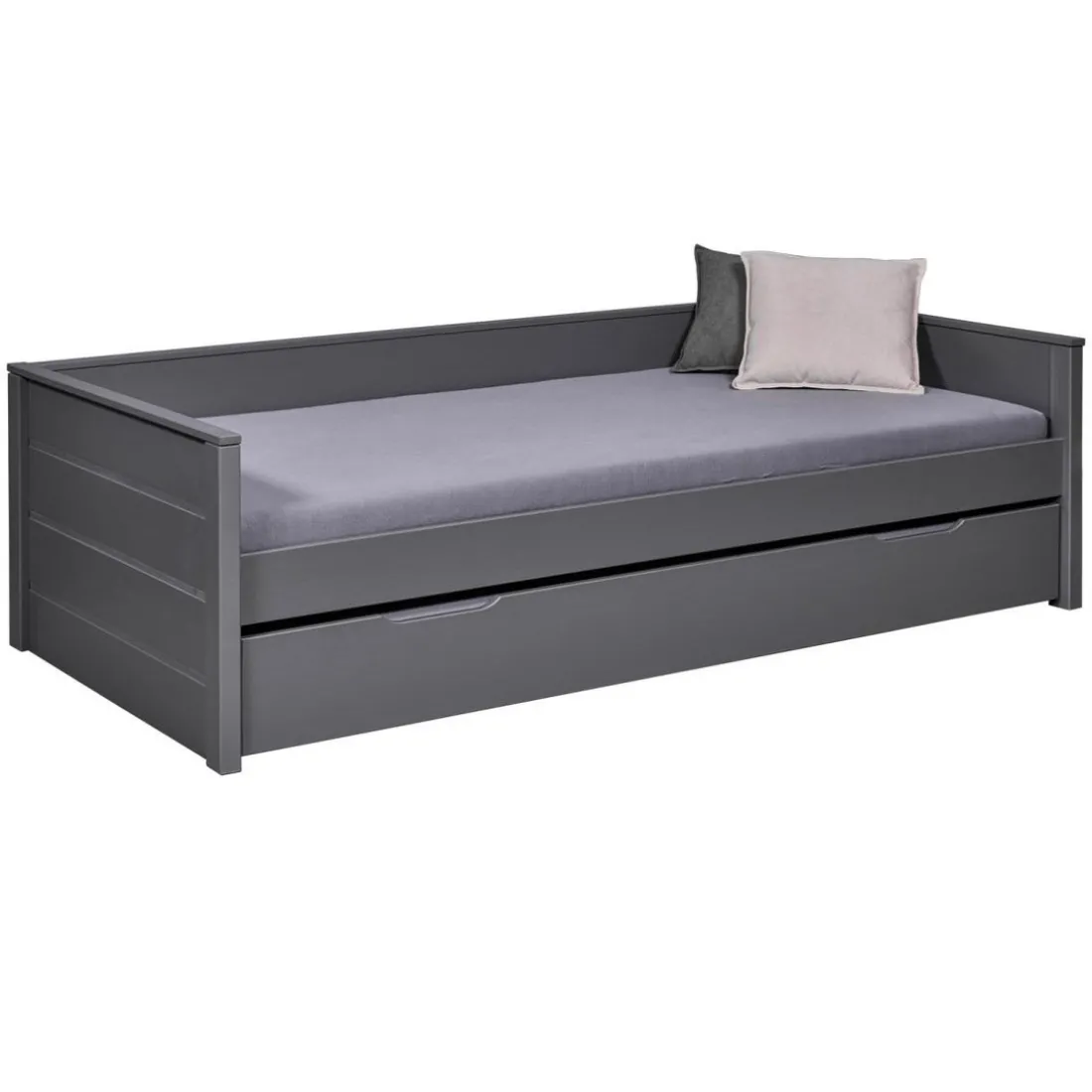 Lit multi fonction DREAM THE FUTURE Gris 90x200 Sommiers inclus Matelas non inclus