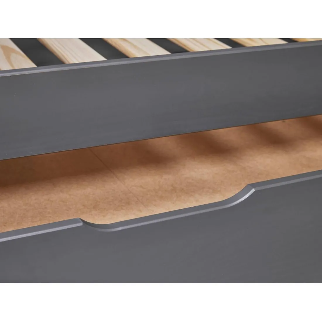 Lit multi fonction DREAM THE FUTURE Gris 90x200 Sommiers inclus Matelas non inclus