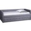 Lit simple gigogne Garry Tissu Gris Foncé