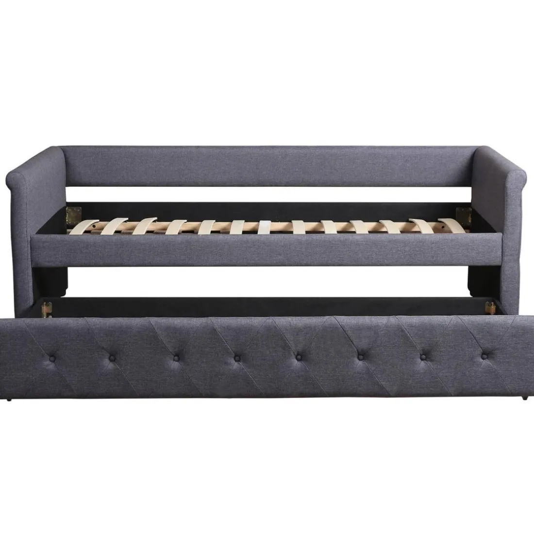 Lit simple gigogne Garry Tissu Gris Foncé