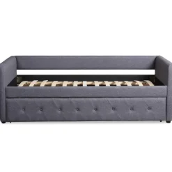 Lit simple gigogne Garry Tissu Gris Foncé